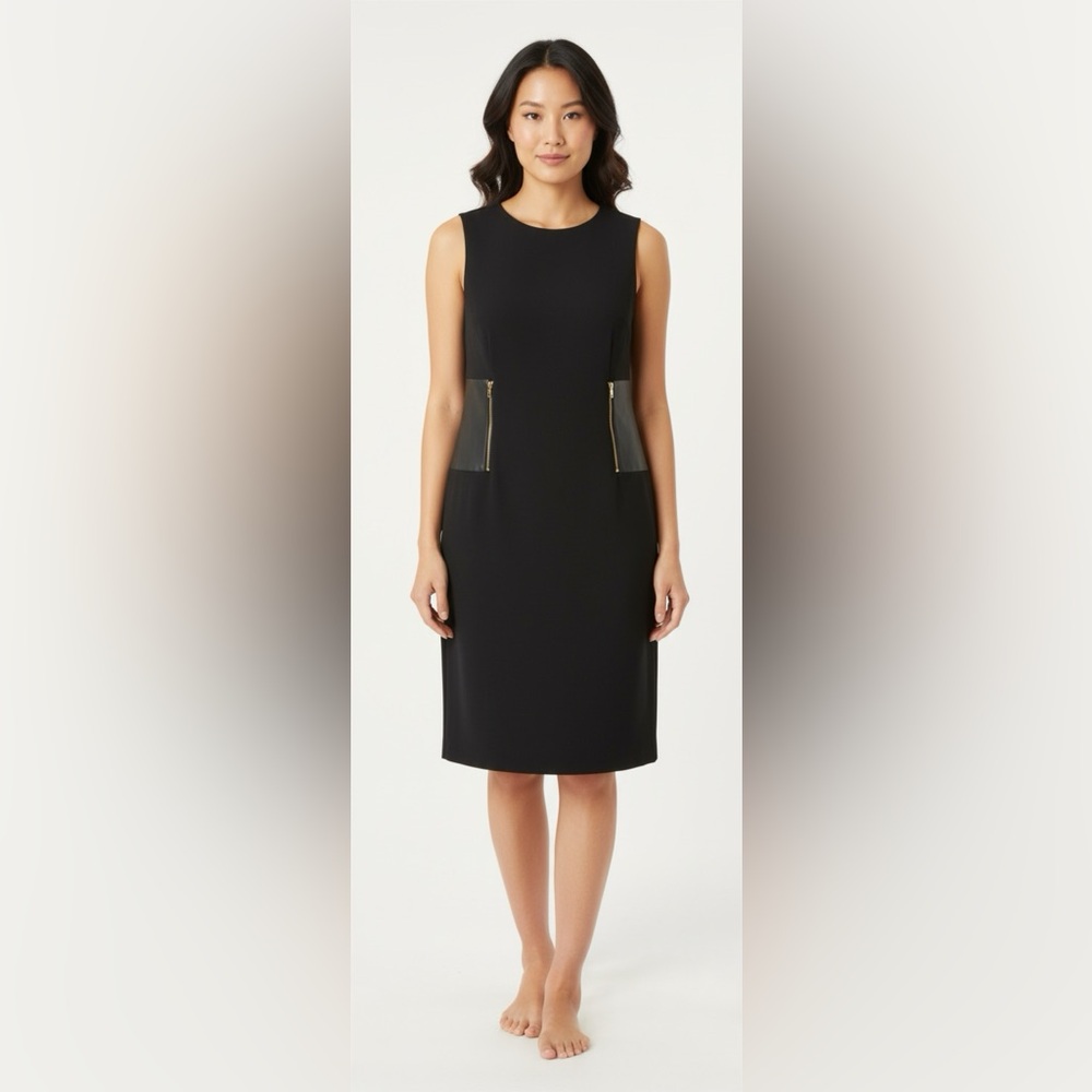 Calvin Klein Black Dress with Gold Zippers